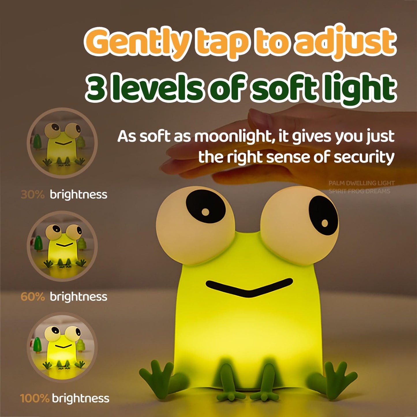 DADYLOBO Frog Night Light for Kids, Cute Silicone Dimmable Nursery Night Light, Rechargeable Bedside Lamp, Portable Creative Gifts for Children, Teens, Girls, Boys Christmas Birthday