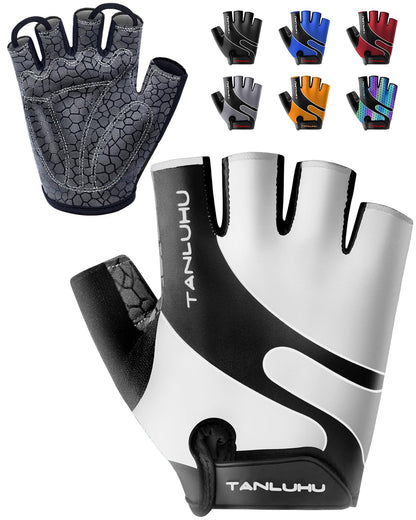 Tanluhu Cycling Gloves - Mountain Bike Half Finger Road Riding Gloves, Breathable, Shock-Absorbing, for Men and Women