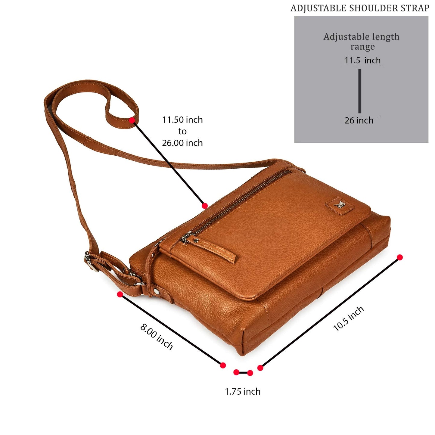 Leather Crossbody Bags for Women Small Soft Genuine Pebbled Sling Shoulder Handbag Crossover Purse with Full Adjustable Strap (Cognac Nappa)