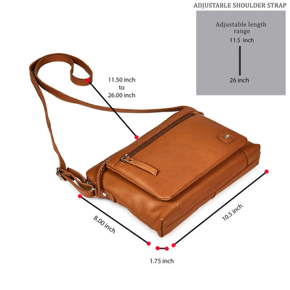 Leather Crossbody Bags for Women Small Soft Genuine Pebbled Sling Shoulder Handbag Crossover Purse with Full Adjustable Strap (Cognac Nappa)