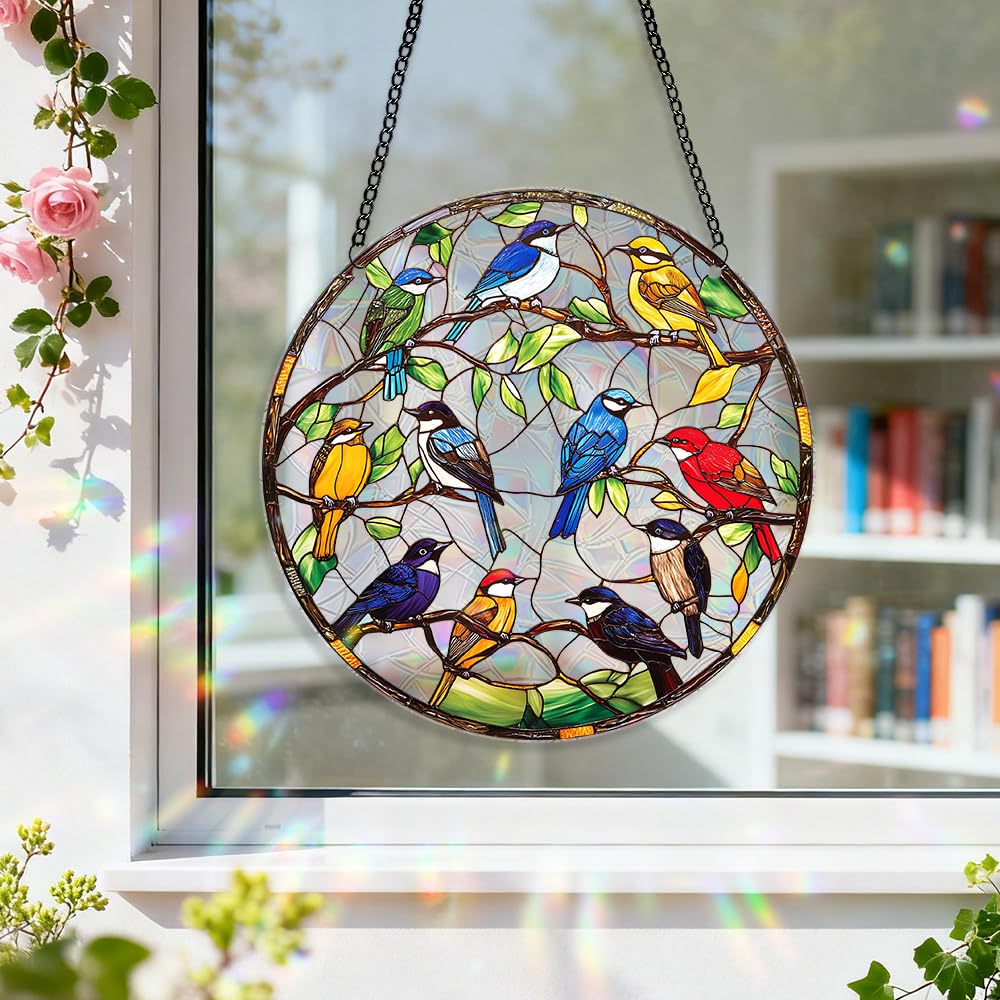 8 Inch Sun Catchers Indoor Window, Acrylic Rainbow Suncatcher Window Hanging Decoration for Living Room Bedroom Summer Home Balcony Ornaments Decoration (76 Bird)