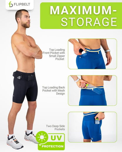 Men's Running Compression Shorts with Pockets | Secure Phone, Keys & Water Bottles - USA Made