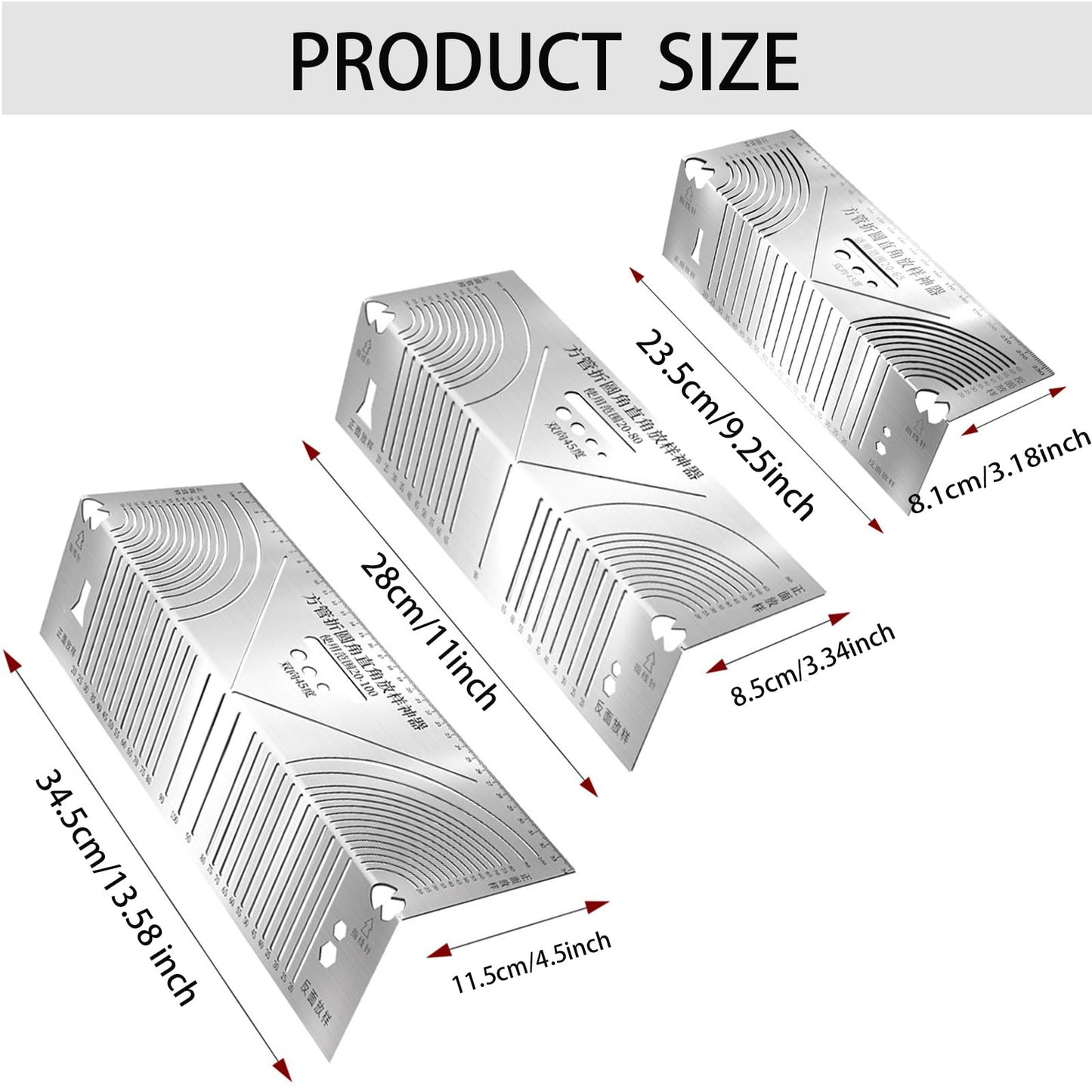 Diliwadu 3Pack Angle and Arc Marking Tool Metal Scribe Tool, Adjustable Linear Arc Dual-Purpose Scriber Metal Marking Tool for Pipe Tube Bending