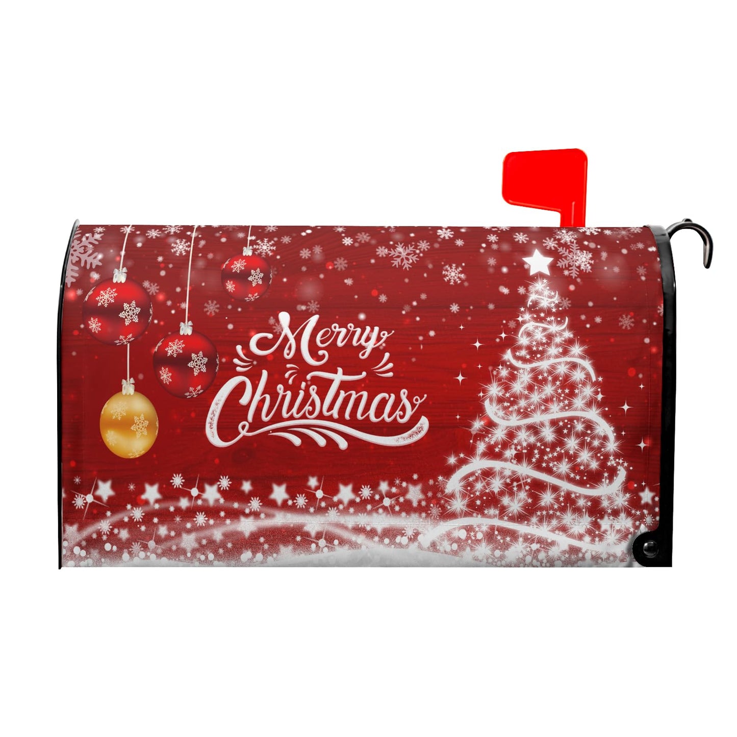 Merry Christmas Mailbox Covers Magnetic Standard Size 18" X 21" Winter Snowflake Pine Mailbox Wraps Holiday Xmas Letter Post Box Cover for Home Garden Outdoor Yard