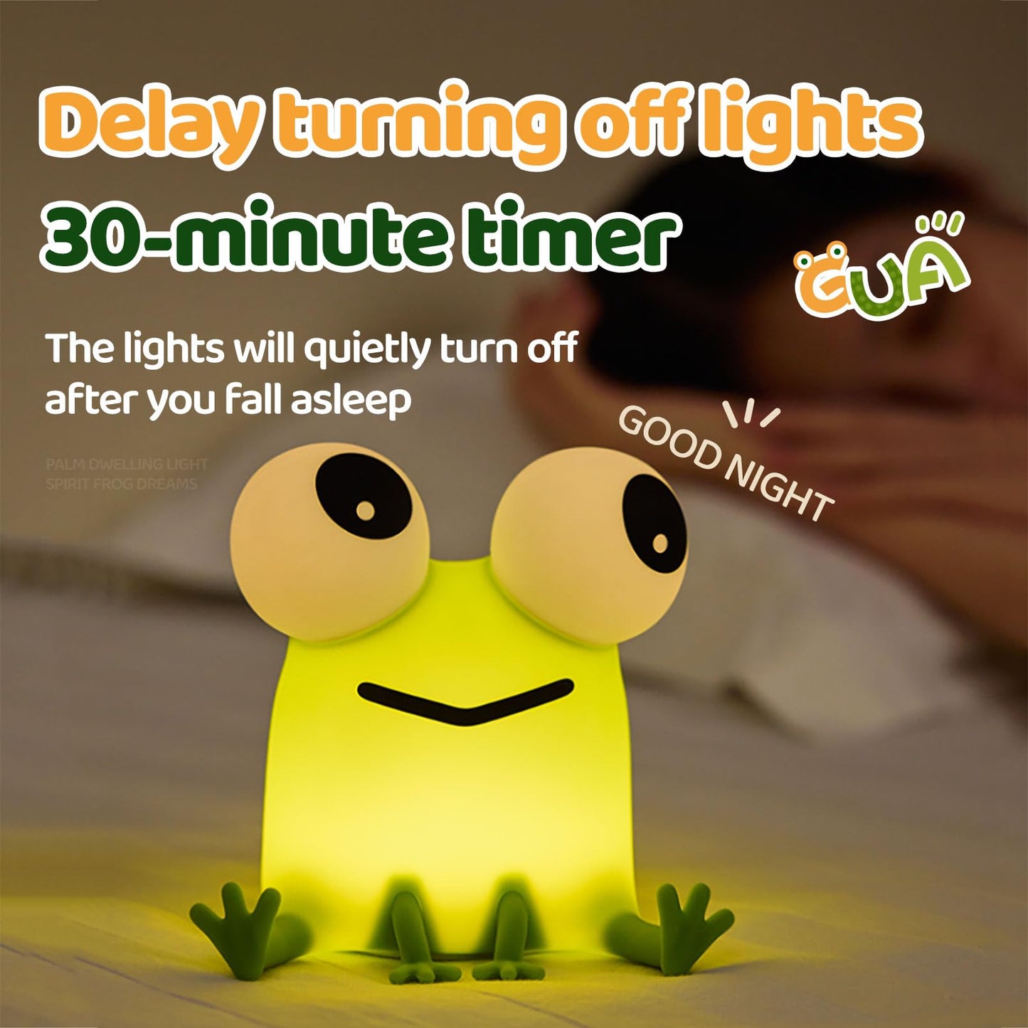 DADYLOBO Frog Night Light for Kids, Cute Silicone Dimmable Nursery Night Light, Rechargeable Bedside Lamp, Portable Creative Gifts for Children, Teens, Girls, Boys Christmas Birthday