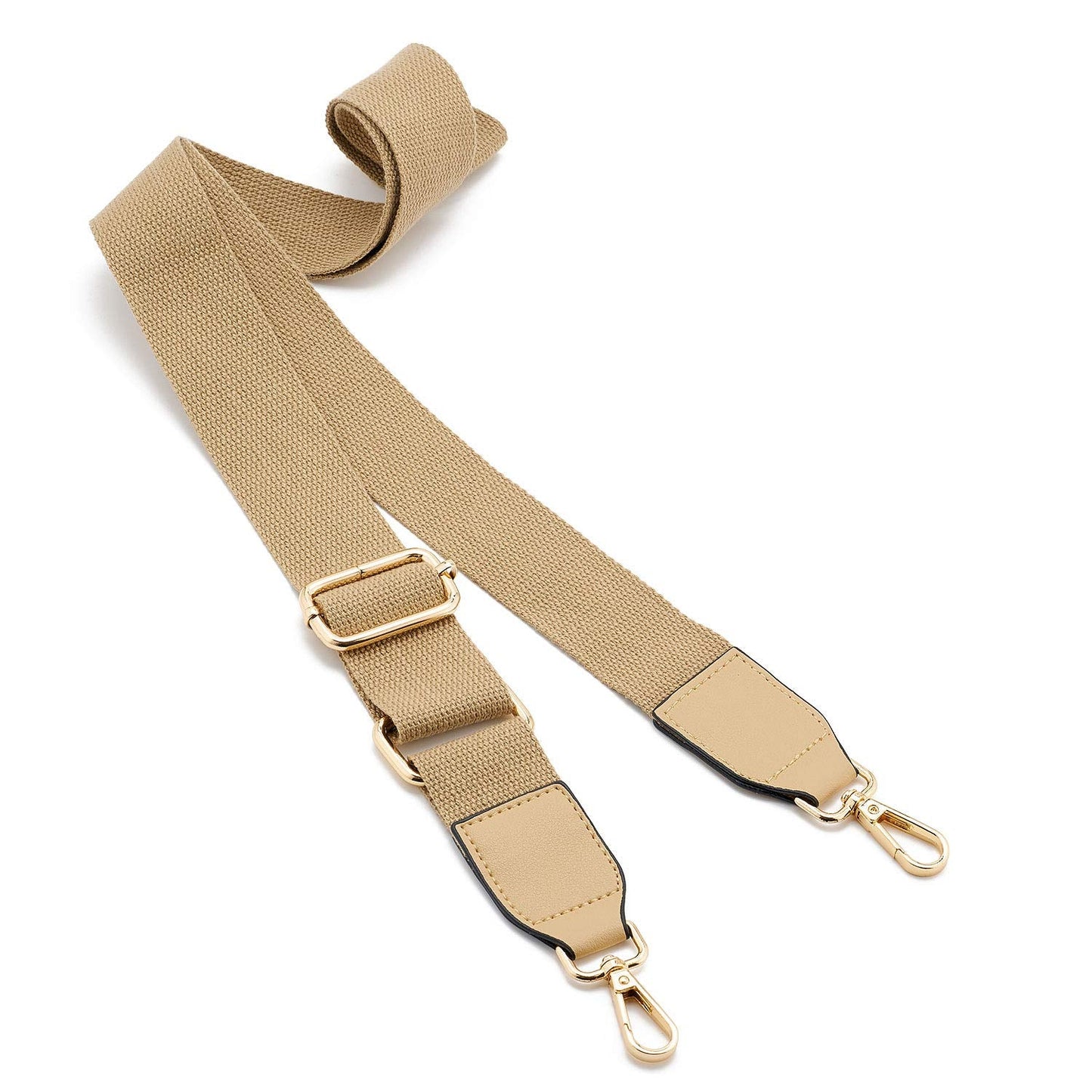 DEVPSISR Wide Shoulder Purse Strap Replacement Adjustable Belt Canvas Bag Crossbody Handbag (Leather Buckle-Light Coffee)
