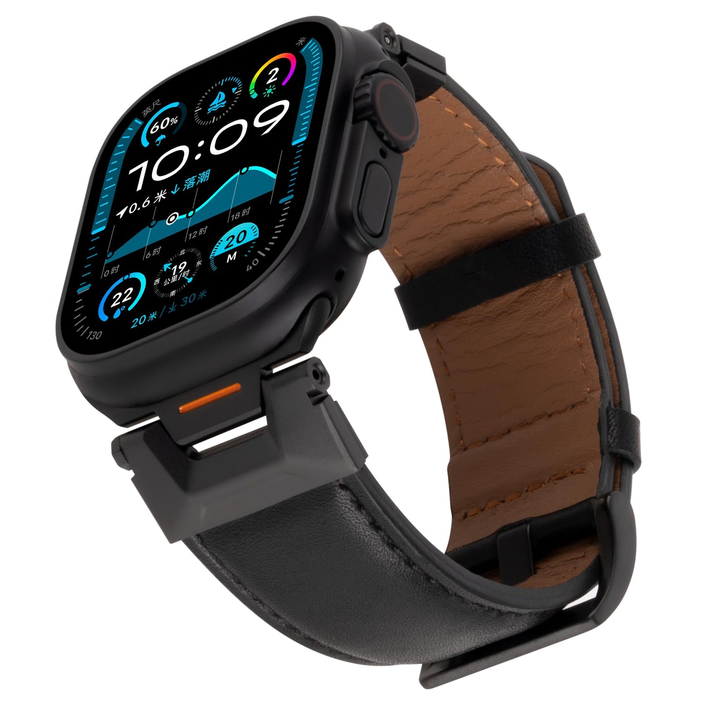 RIXENY 26mm Wide Leather Band for Apple Watch Ultra 49mm-42mm, Full-Grain Dutch Calfskin Leather Strap with Screw-Secured Connector for iWatch Ultra, for Leather Connoisseurs & Quality Buyers