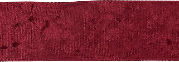 MEEDEE Burgundy Velvet Ribbon 2.5 inch Crushed Velvet Christmas Ribbon 10 Yards for Christmas Tree Decoration, Wreath Supplies, Crafts Bow, Gift Wrapping, Wedding Decor and Accents