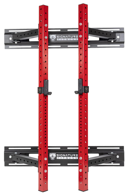 Hulkfit 3x3 Wall-Mount Foldable Power Cage with Pull-Up Bar & J-Hooks - Space-Saving Home Gym Rack - Black