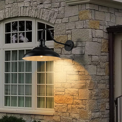 Outdoor Gooseneck Barn Lights, 16 Inch Farmhouse Exterior Wall Light, Industrial Wall Lantern for House Garage Patio Doorway, 2 Pack