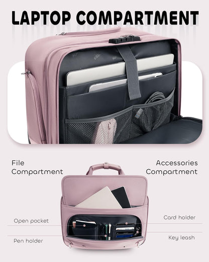 AUROTIER Rolling Laptop Bag Women, Rolling Briefcase for Women with Dual Lock, 16 Inch Computer Bag with Wheels, Roller Underseat Carry On Luggage Personal Item Suitcase for Work Travel Business