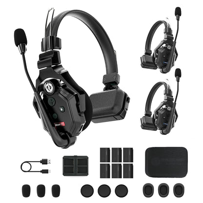 Hollyland Solidcom C1 9-Person Wireless Headset Intercom System with Base Station & 9 headsets, 1.9GHz Full-Duplex Team Communication with AB Grouping Cloud Meeting Announcement Expandable Connection