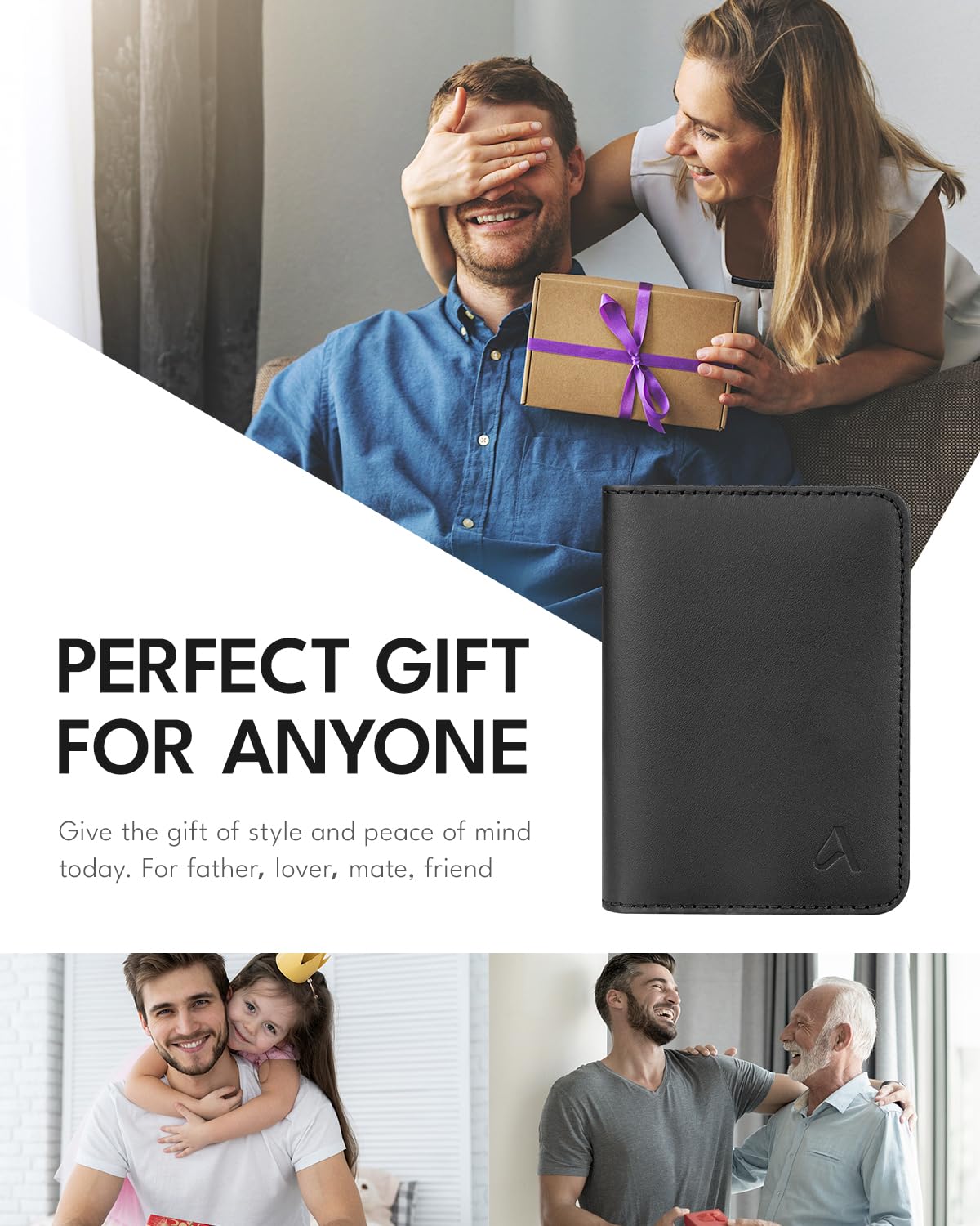 ALLIVE Passport Holder for Travel, Genuine Leather Passport Holder Women Men,Passport Cover,Travel Wallet Must Haves Airport Essentials Travel Gifts Black