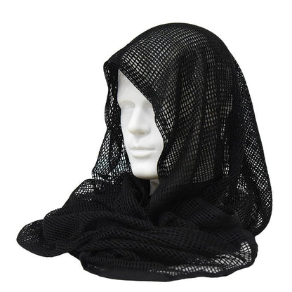 LOOGU Tactical Camo Scarf Military Sniper Veil Camouflage Netting for Hunting Photography Airsoft Desert Woodland Tear-Resistant Polyester Ghillie Accessory (Black)