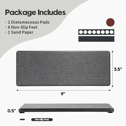 2PCS Bathroom Trays, Water Absorbing Diatomite Stone Quick Drying Mat