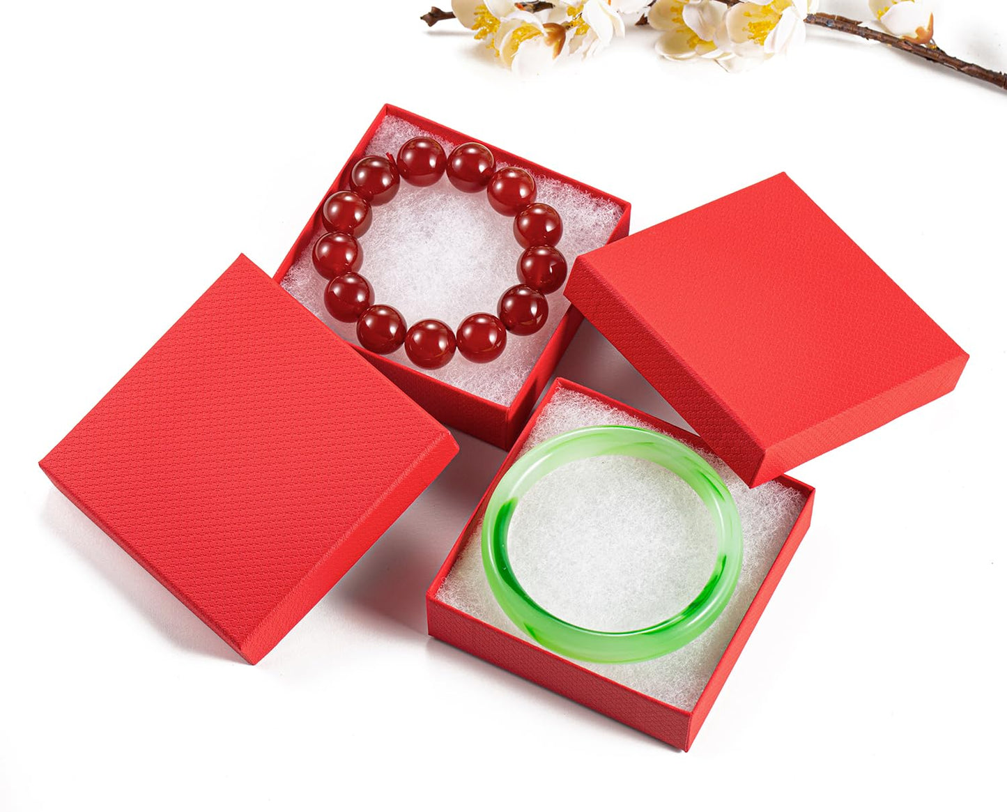Magicool 20 Pack 3.5x3.5x1 Inch Red Cardboard Jewelry Boxes, Gift Boxes with Lids and Cotton, Perfect for DIY, Wedding, Engagement, Mother's Day, Birthday