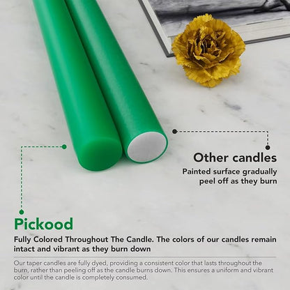 10-Inch Tall Dripless Taper Candles Set of 4 - Emerald Tapered Candles, Perfect for Spring - Smokeless, Unscented, Long Burning - Hand Poured, Colored Tall Candlesticks - Jade