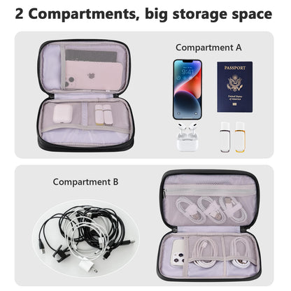 DDgro Travel Accessories Organizer Electronics Pouch for Keeping Certificates Charger/Power Bank/Cables/Mouse/Earphone (Medium, Black)