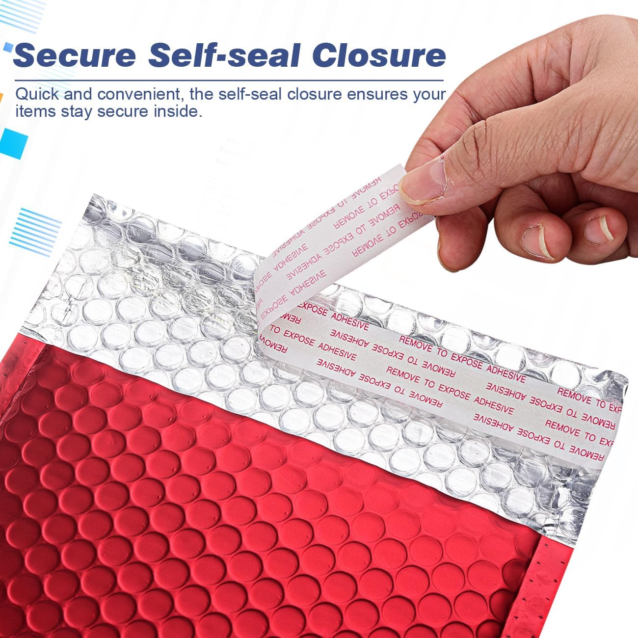 Metallic Matte Red Bubble Mailers - Durable 4x8 Inch Padded Envelopes with Secure Self-Seal Closure - Lightweight & Tear-Resistant Shipping Bags, Pack of 25