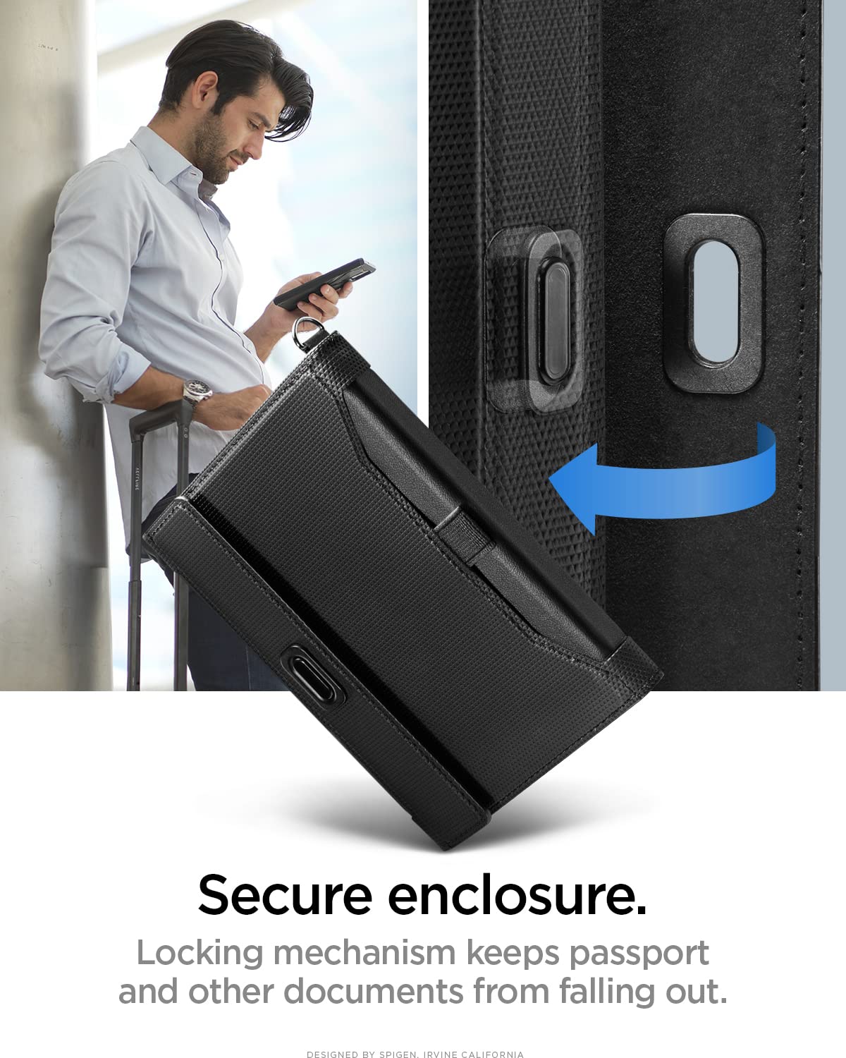 Spigen Life for Passport Card Cover Holder with RFID Blocking Technology Wallet Travel Documents Organizer Protector Accessories, SIM Card Pin Included - Black