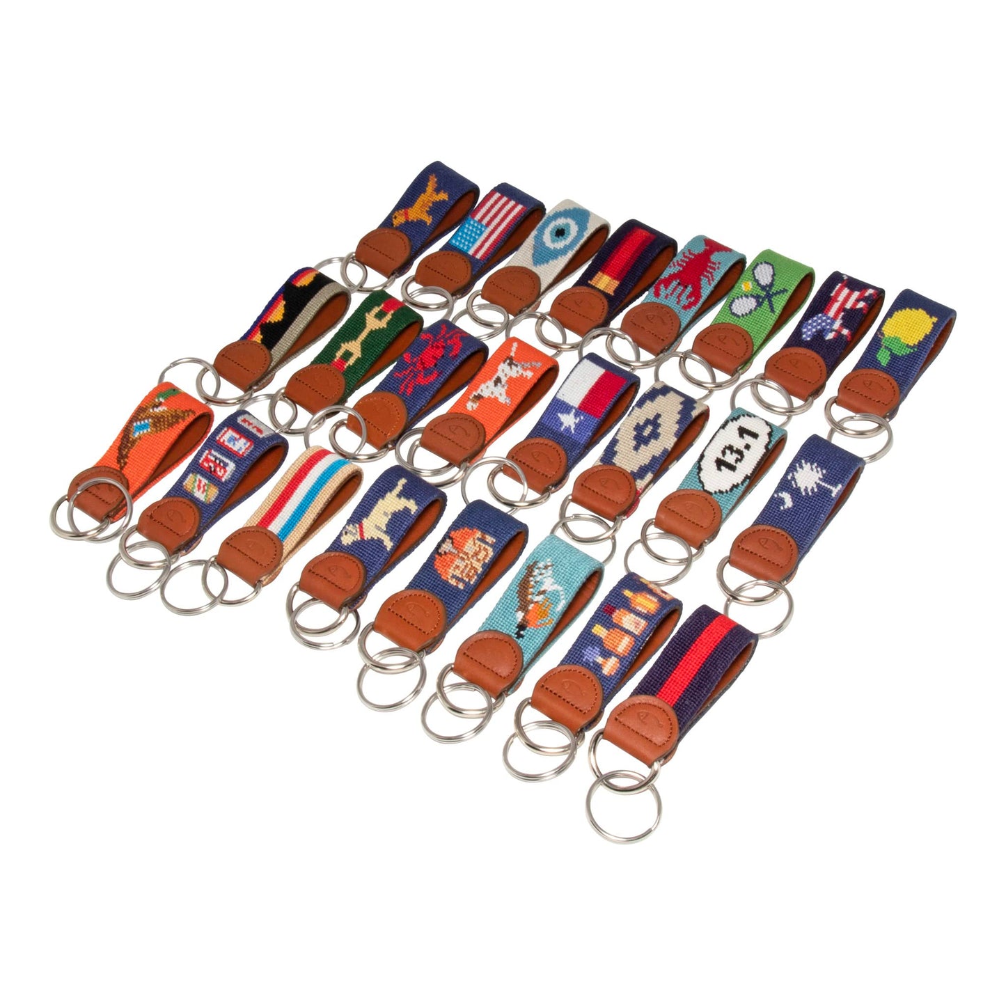Huck Venture American Flag Needlepoint Key Fob & Keychain (American Flag)
