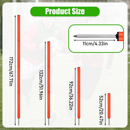 TOBWOLF 6PCS 6FT Adjustable Soccer Agility Training Poles, Slalom Training Agility Pole Set, Detachable Sports Training Speed Sticks, Outdoor Speed & Agility Turf Training Poles for Soccer Drills