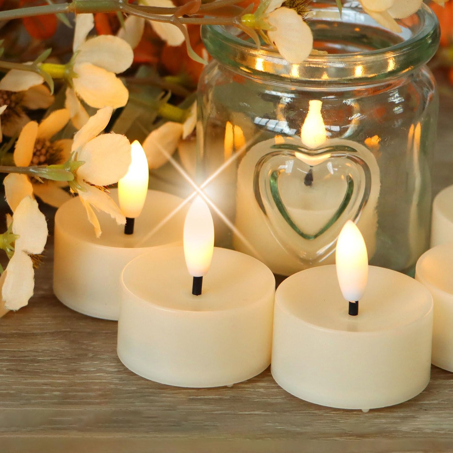 CANDLE CHOICE Battery Operated Flameless Tea Lights Realistic Black Wick Bright Flickering LED Tealight Candles for Wedding Table Centerpieces Halloween Christmas Decorations Batteries Incl. 36 Pack