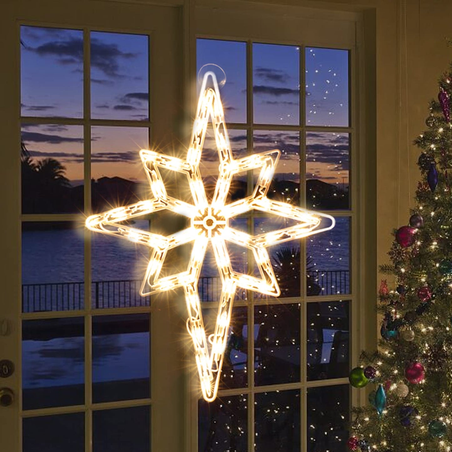 XMASLAND 19 Inch Christmas Window Silhouette Lights Decorations, 50L Christmas Sculpture,Including:Bethlehem Star x1