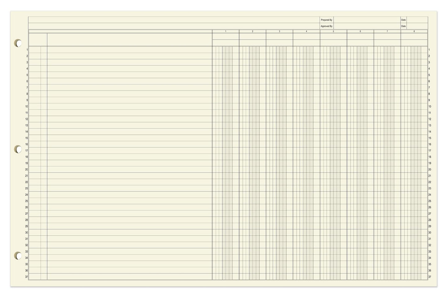 BookFactory Ledger Pad/Large 8 Column Accounting Ledger Columnar (Eight Columns) Pads - 17'' x 11'', 50 Pages, Notepad Landscape Format (Made in USA)