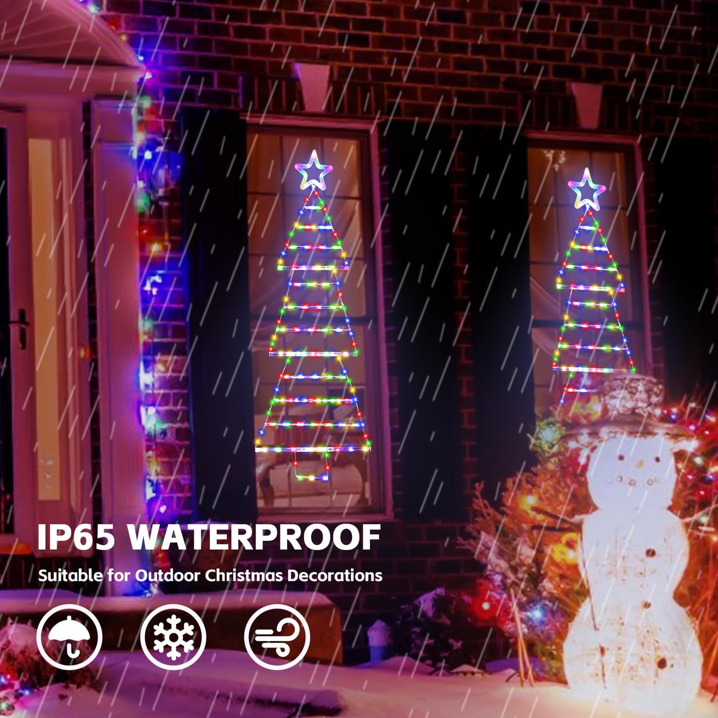 Outdoor Christmas Decorations Lights 4.6ft 175 LED Christmas Tree Ladder Lights with 8 Lighting Modes&Memory Function,Waterproof Christmas Tree Lights for Indoor Outdoor Home Wall Window