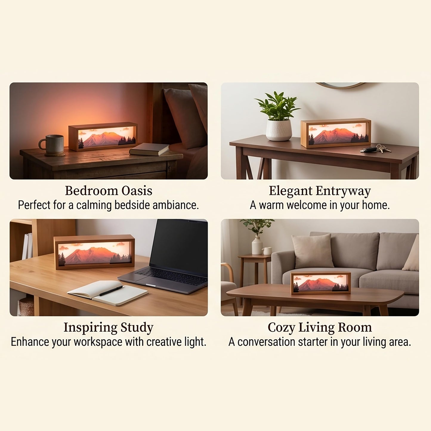 Homsewit Sunset on Shasta Led Light Box 3 Layers of Acrylic Light Box Handmade Table Lamp for Room Decor Travel Gift (Sunset on Shasta)