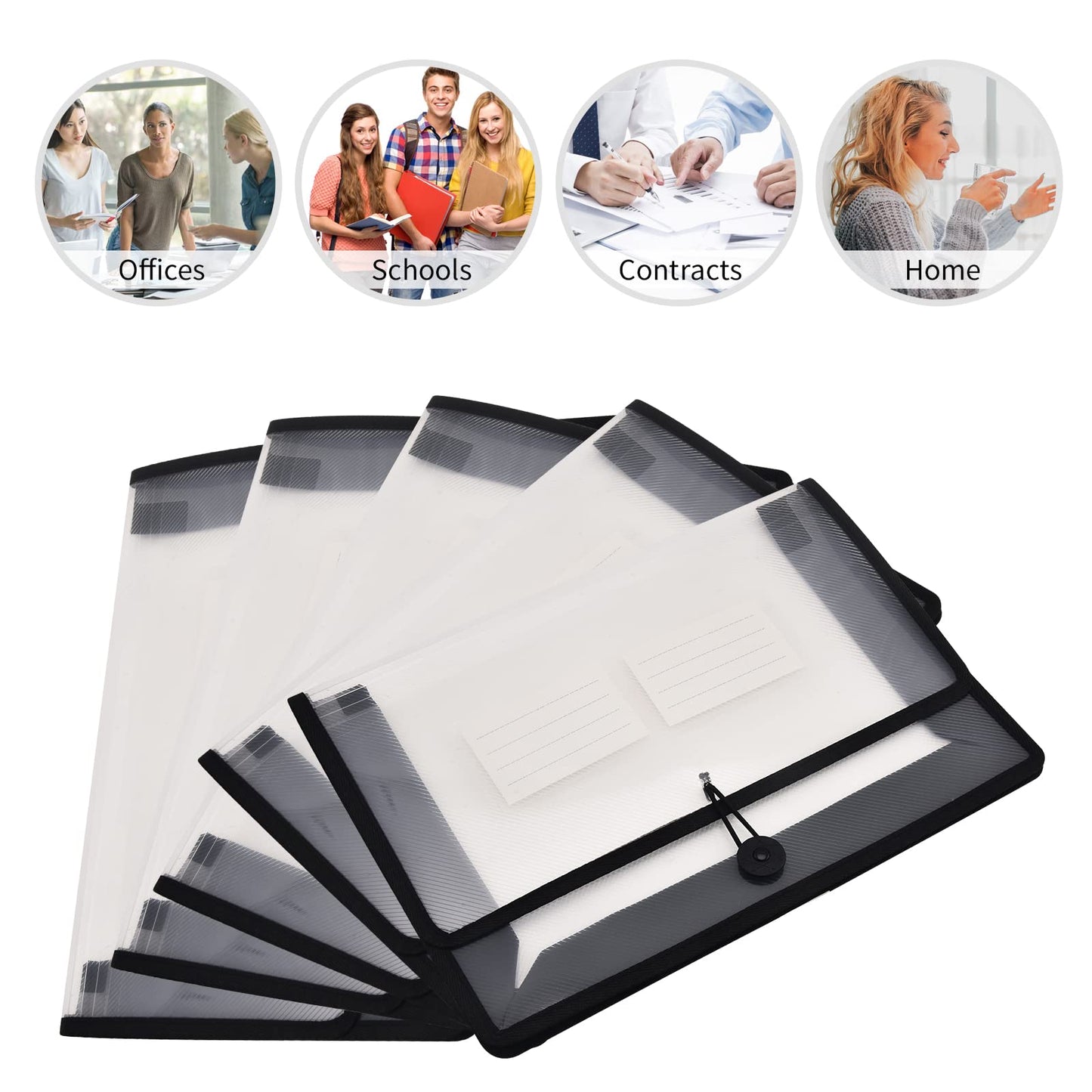 Expanding File Folder Document Organizer with Elastic Cord & Button Closure, Letter Size, 2.8" Expansion, Letter A4 Expandable File Folder for Home School Office Organization, 5 Pack