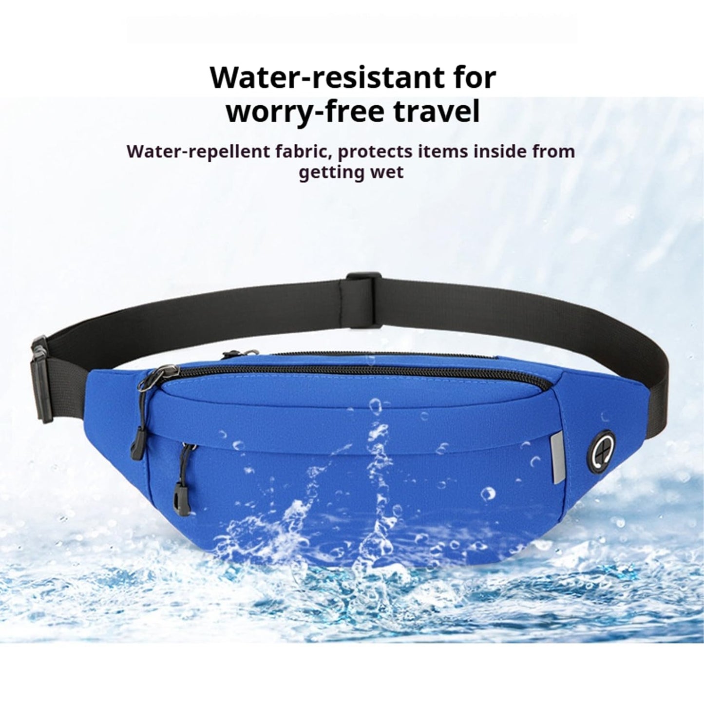Fanny Pack for Men Women，Waterproof Waist Bag with Adjustable Strap, Lightweight Crossbody Belt Bag for Travel Hiking Running (Black)