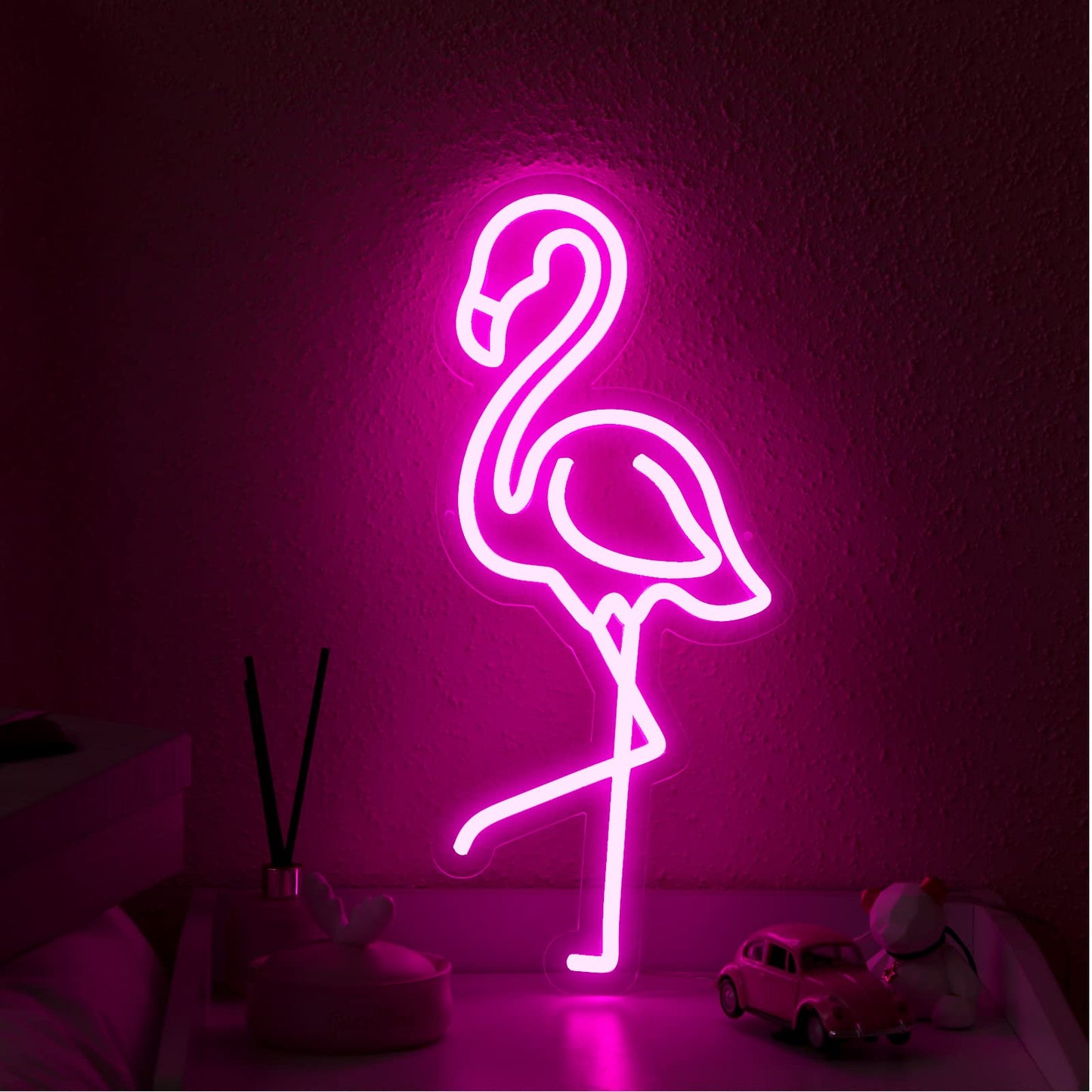 ROCEEI Tropical Flamingo LED Neon Sign Neon USB Powered Lights Sign Wall Art Gifts for Christmas Room Kids Bedroom Birthday Party Bar Decor