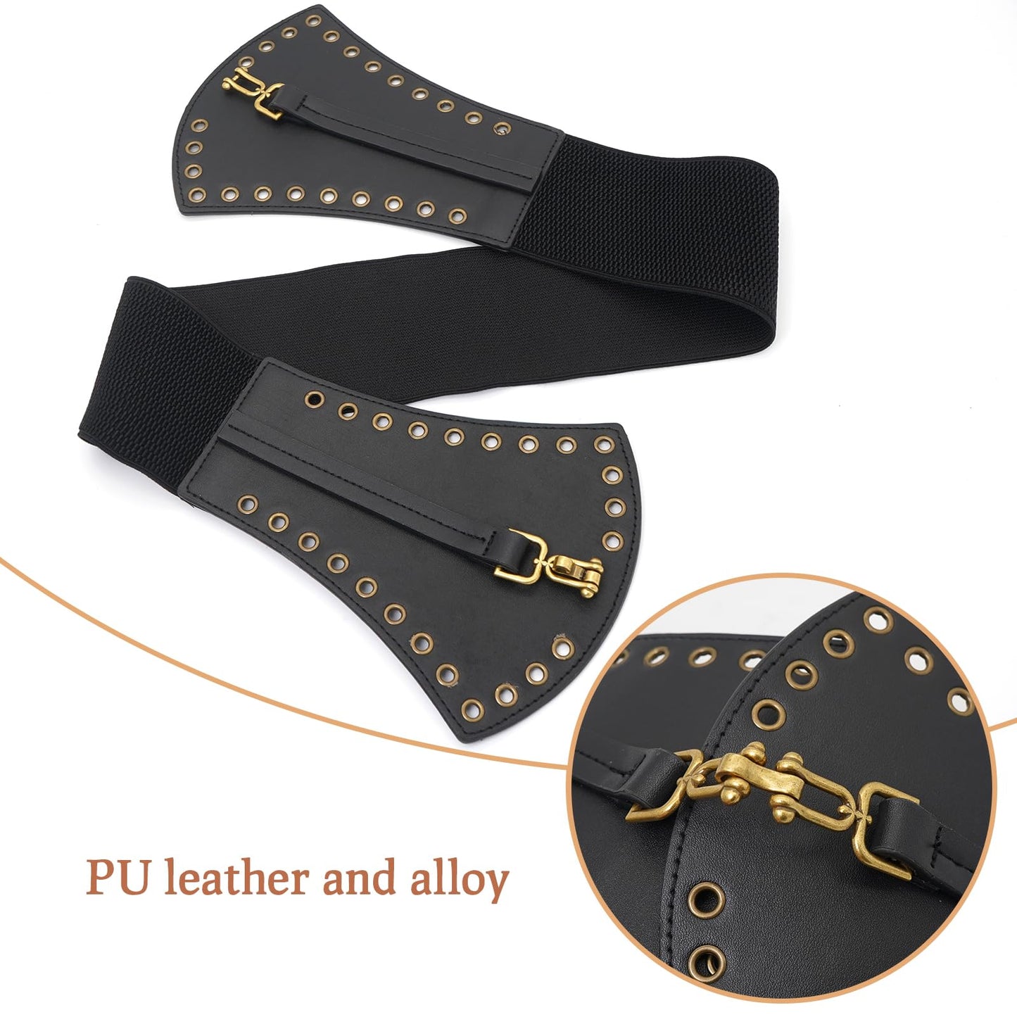 BAOKELAN Women Wide Elastic Belt Vintage Irregular Stretchy Waist Belts for Dresses Black 100CM