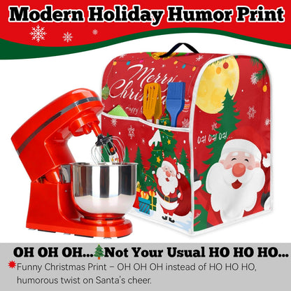 FBBP Christmas Stand Mixer Cover - Compatible with 6-8 Quart for Kitchen Appliance - Santa Claus and Snowman Dust Cover with Pockets for Accessories Xmas Home Kitchen Decor