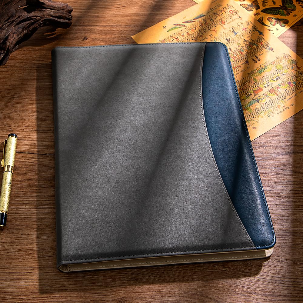 [BRAVE ELK] A4 Clipboard Folder with 25 Memo Sheets, PU Leather Padfolio Business Organizer, Professional Resume Portfolio with Pen Holder, Document Case for Job Interview, Conference, Office