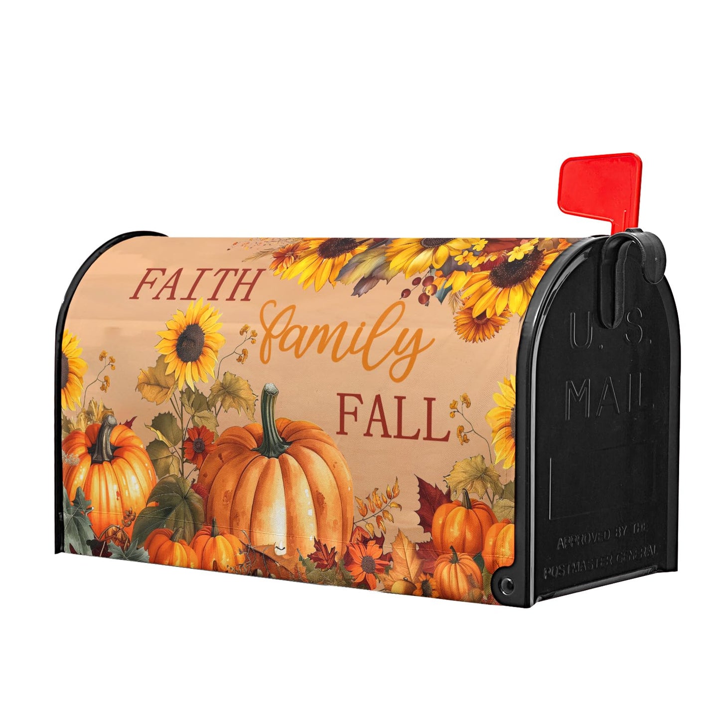 Autumn Pumpkin Sunflower Magnetic Mailbox Covers Large Size 25x21 Inch Fall Mailbox Wraps Magnetic Thanksgiving Harvest Post Letter Box Cover for Home Garden Yard Outdoor Decor