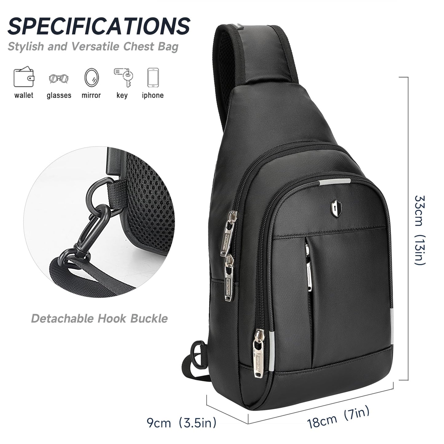Crossbody Bag for Men, Sling Bag with USB Charging Port & Reflective Strips, Water-Resistant Shoulder Bag Fits Switch 2, Small Backpack Daypack for Travel, Hiking, Gym, Running, Daily Commute
