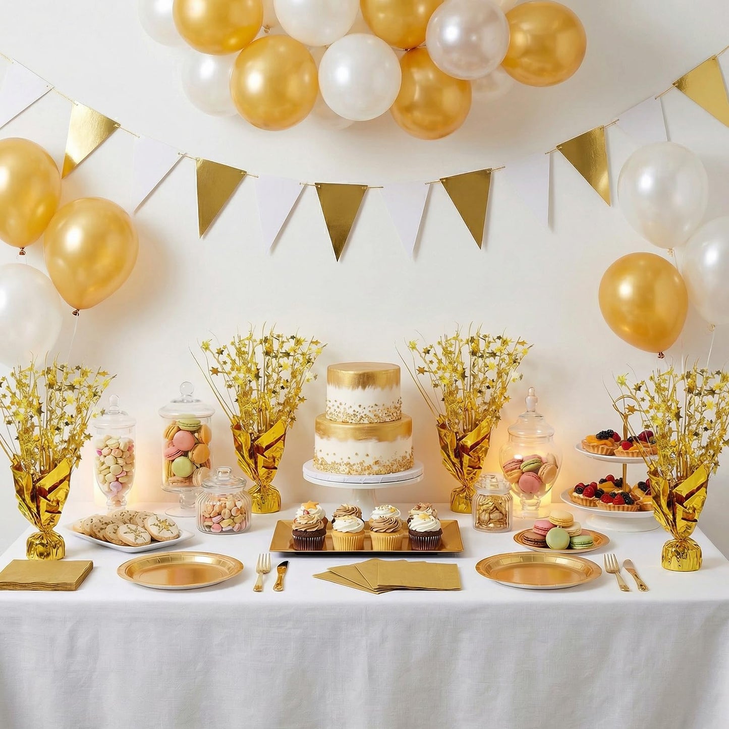 Moheaaei Centerpiece Star Table Decorations, 10 Pcs Glitter Gold Star Centerpieces for Party, Metallic Foil Spray Table Topper Decor for Birthday Wedding Anniversary New Year Holiday