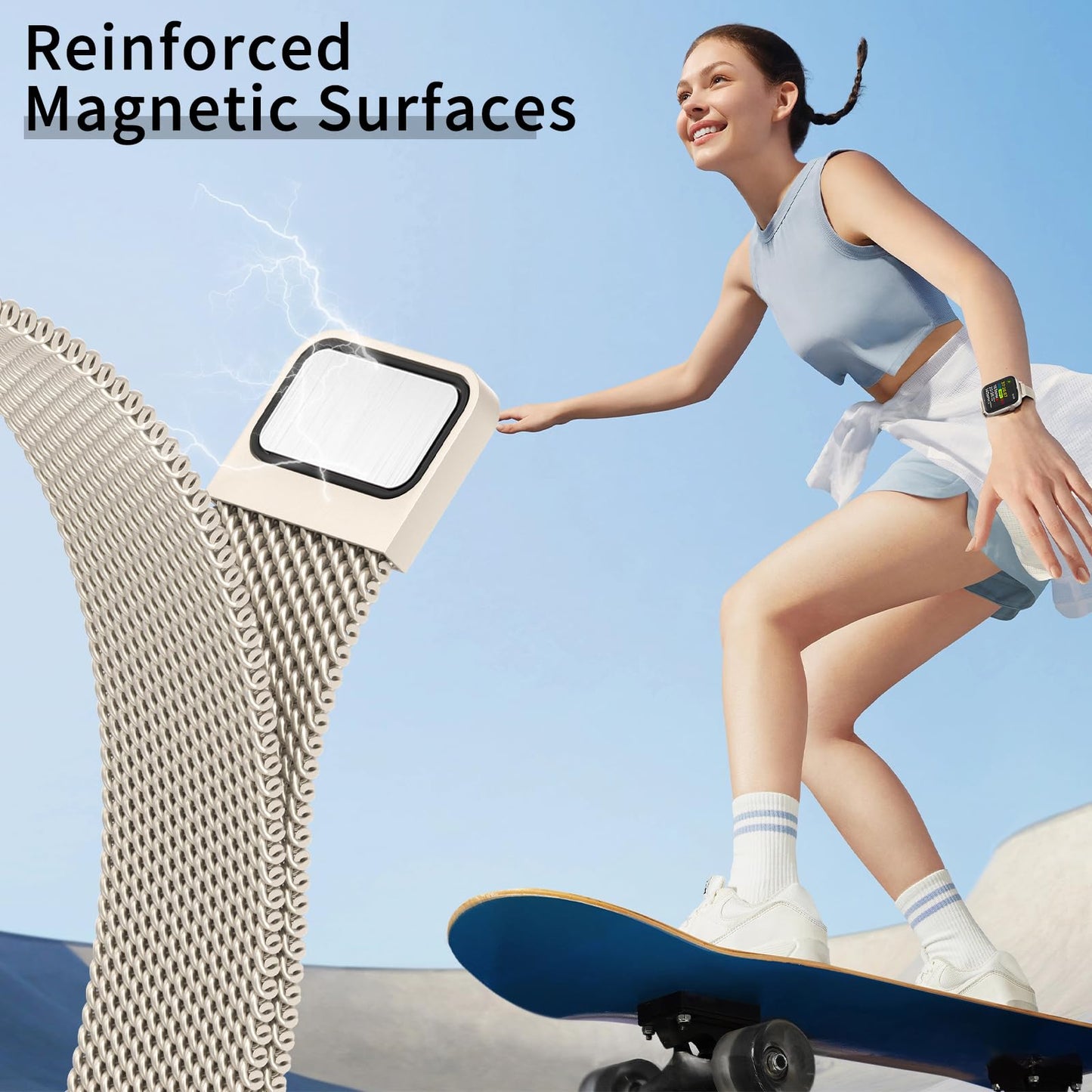 MARGE PLUS Slim Milanese Loop Compatible with Apple Watch Band for women 41mm 40mm 38mm 42mm 46mm 45mm 44mm, Stainless Steel Magnetic Mesh Strap work on iWatch Series 11 10 9 8 7 6 5 4 3 & SE 3 2 1