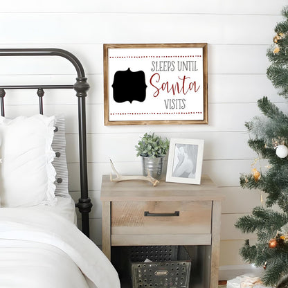 MACVAD Merry Christmas Sign with Countdown Chalkboard for Home Indoor Decorations, 14" Rustic Farmhouse Merry Christmas Block Wooden Sign with Erasable Chalkboard for Mantel, Wall & Tabletop