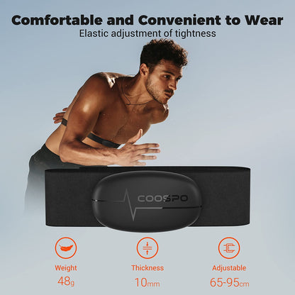 COOSPO H6 Heart Rate Monitor Chest Strap Bluetooth 4.0 ANT+ IP67 Chest Heart Rate Sensor for Peloton Polar DDP Yoga Map My Ride Garmin Sports Watches