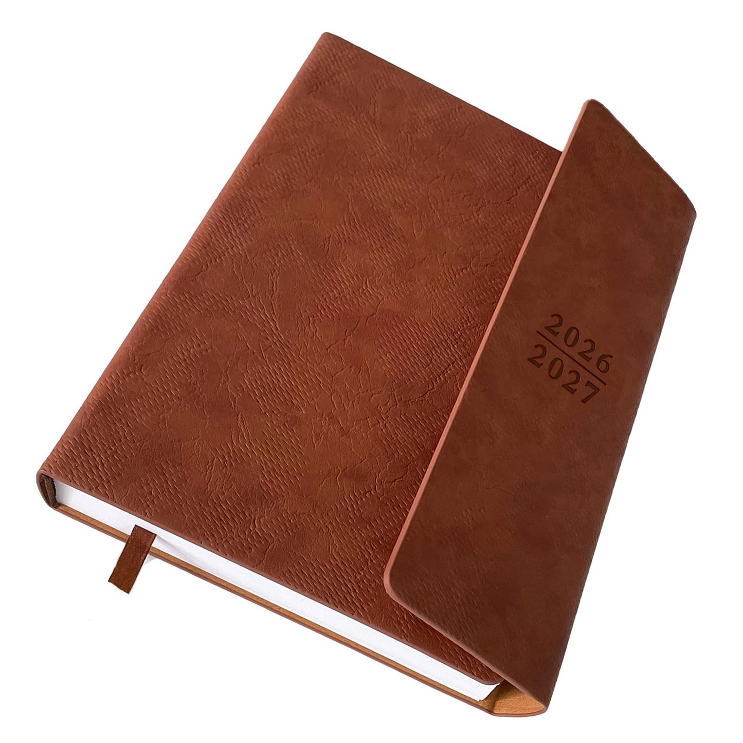 Planner 2026-2027, Weekly Monthly Academic Calendar for Jul 2026 - Dec 2027 [18 Month Agenda], 8.26" x 5.9" Faux Leather Cover + Thick Paper (26-27 Brown)