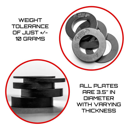 Micro Gainz Calibrated Fractional Weight Plate Set of 2 Plates, Choose Set (.25LB-1.25LB), Designed for Olympic Barbells for Strength Training & Micro Loading Bar Weights, Made in USA (1.25lb Black)