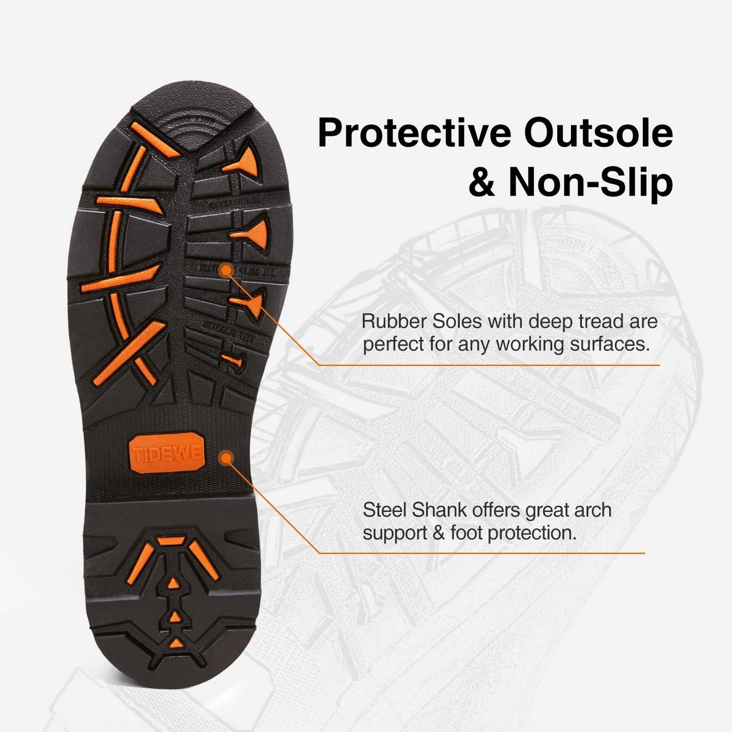 TIDEWE Rubber Work Boot for Men with Steel Toe & Shank, Waterproof Anti Slip Hunting Boot, 6mm Neoprene Hunting Boot for Manufacturing, Construction, Farming, Black, Size 12