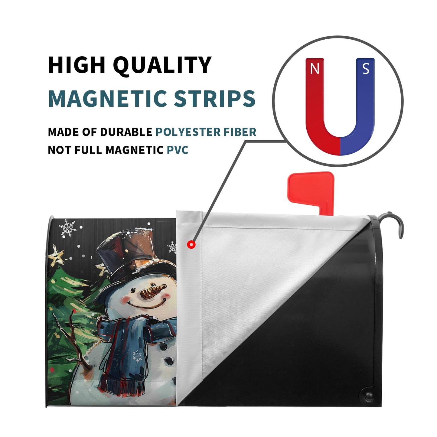Kawani Winter Snowman Mailbox Covers Magnetic Pine Tree and Snow Outdoor Mailbox Cover Standard Size 18 X 21 Snowflakes Christmas Holiday Mailbox Wrap Post Letter Box Cover Decorative for Home Garden