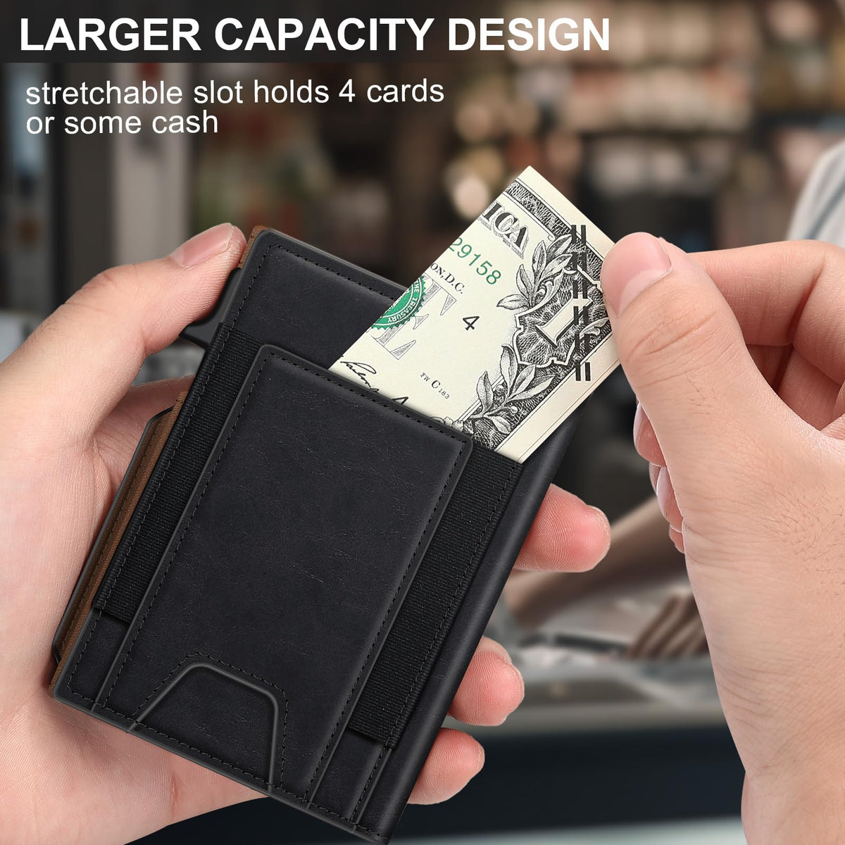 Wallet for Men Wallet with Slim Pop Up Card Holder 9-13 Cards, Bifold Minimalist Smart Wallet RFID Blocking Credit Card Holder with ID Window & Stretchable Cash Slot Compact Metal Aluminum Card Case