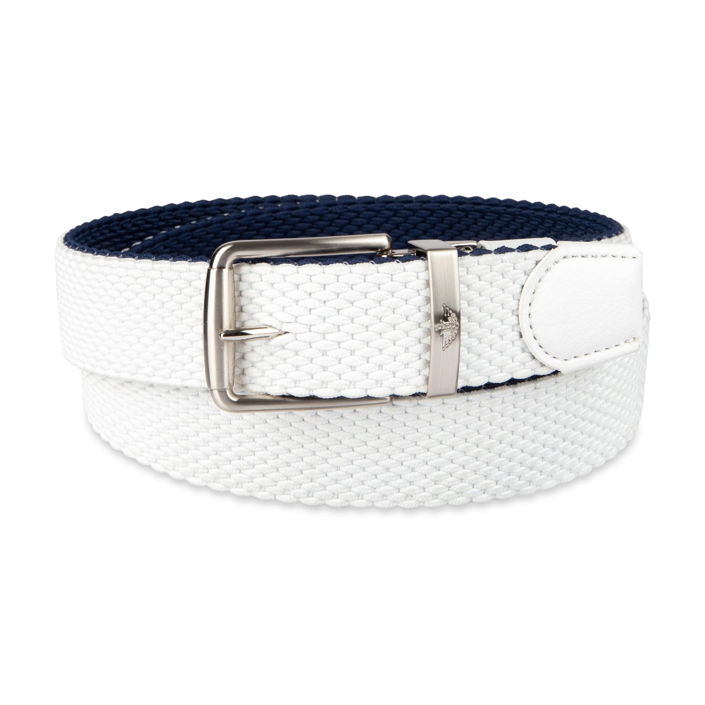 Dockers Men's Reversible Stretch Web Belt, White/Navy, X-Large