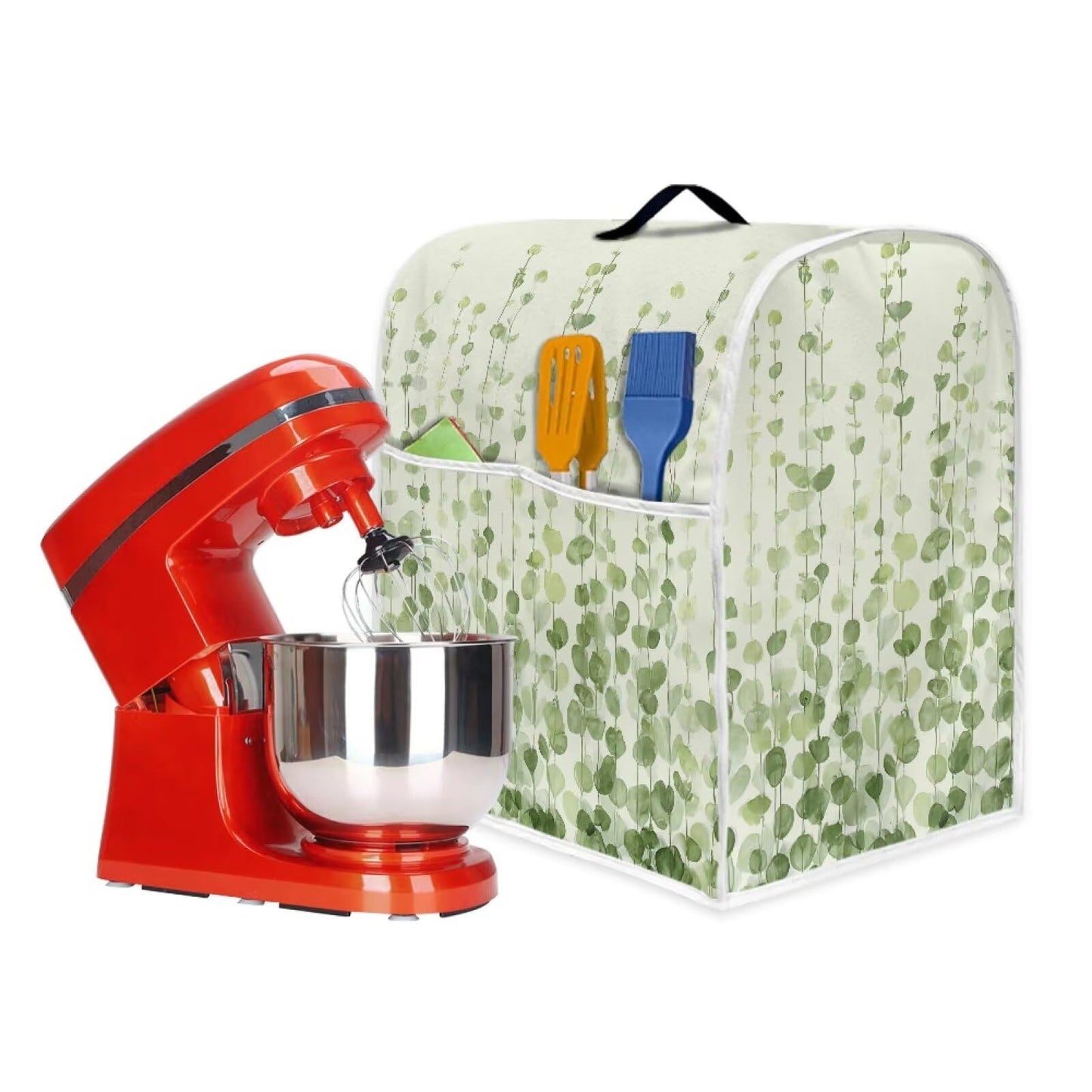 HUISEFOR Green Leaf Stand Mixer Cover Dust Protective Fresh Stand Mixer Covers For Kitchen Aid 4.5-5 Quart Mixers Dustproof Cloth Cover for Small Appliance Protector Kitchen Decoration